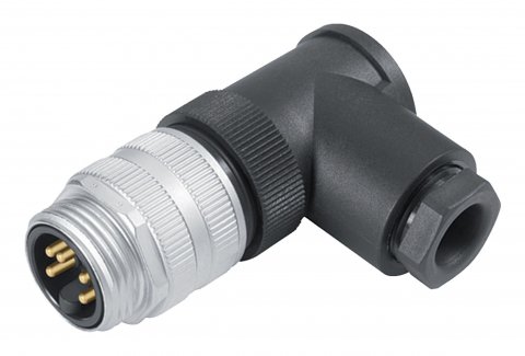 7/8" Male angled connector, Contacts: 2+PE, 8.0-10.0 mm, unshielded, screw clamp, IP67, UL, VDE