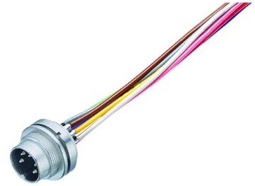 M16 Male panel mount connector, Contacts: 8 (08-a), unshielded, single wires, IP68, UL, AISG compliant