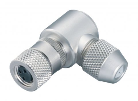 M8 Female angled connector, Contacts: 3, 3.5-5.0 mm, shieldable, solder, IP67, UL