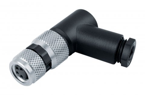 M8 Female angled connector, Contacts: 4, 3.5-5.0 mm, unshielded, screw clamp, IP67, UL