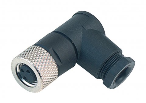 M8 Female angled connector, Contacts: 4, 3.5-5.0 mm, unshielded, solder, IP67, UL