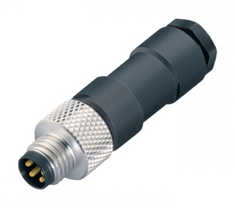 M8 Male cable connector, Contacts: 3, 3.5-5.0 mm, unshielded, solder, IP67, UL