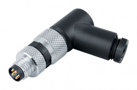 M8 Male angled connector, Contacts: 3, 3.5-5.0 mm, unshielded, screw clamp, IP67, UL