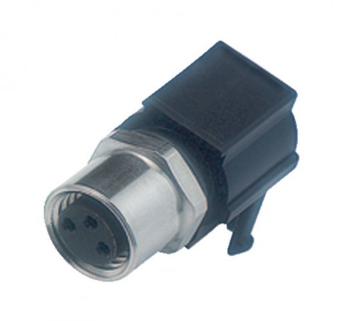 M8 Female angled panel mount connector, Contacts: 4, unshielded, THR, IP67, UL