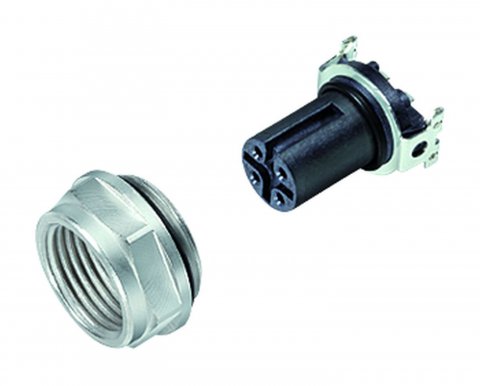 M12 Female panel mount connector, Contacts: 4, unshielded, SMT, IP67