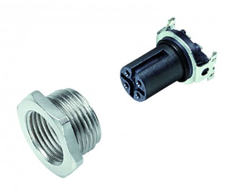 M12 Female panel mount connector, Contacts: 4, unshielded, SMT, IP67