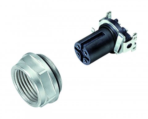 M12 Female panel mount connector, Contacts: 4, shieldable, SMT, IP67