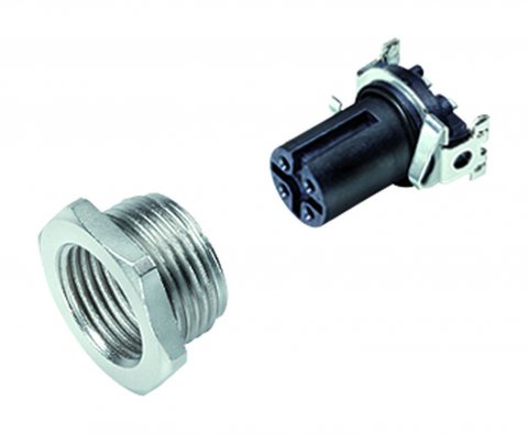 M12 Female panel mount connector, Contacts: 4, shieldable, SMT, IP67