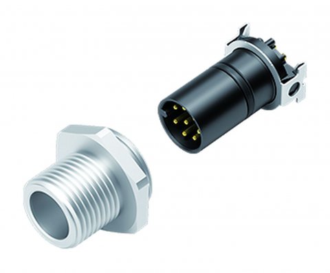 M12 Male panel mount connector, Contacts: 8, unshielded, SMT, IP67, for SMT