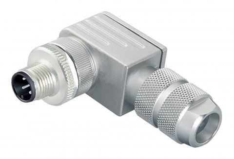 M12 Male angled connector, Contacts: 4, 5.0-8.0 mm, shieldable, screw clamp, IP67, UL