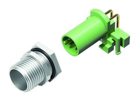 M12 Male panel mount connector, Contacts: 4, unshielded, THR, IP67, UL, two-part design