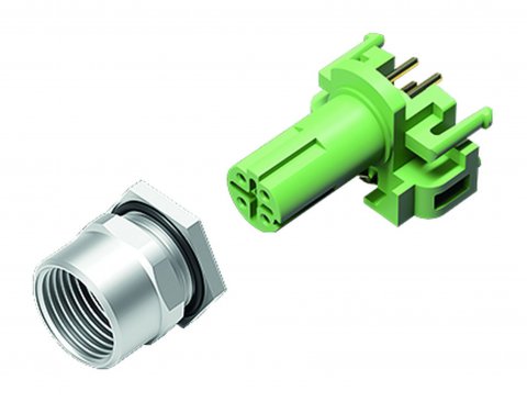 M12 Female panel mount connector, Contacts: 4, unshielded, THR, IP67, UL, M12x1.0