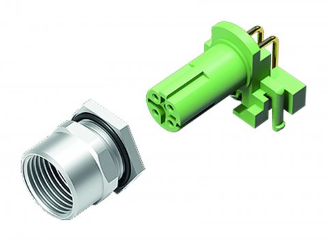 M12 Female panel mount connector, Contacts: 4, unshielded, THR, IP67, UL, two-part design