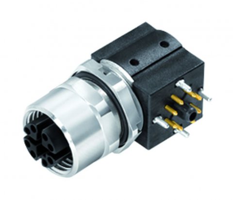 M12 Female panel mount connector, Contacts: 8, shieldable, THT, IP67, UL