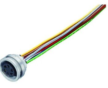 M16 Female panel mount connector, Contacts: 8 (08-a), unshielded, single wires, IP68, UL, AISG compliant