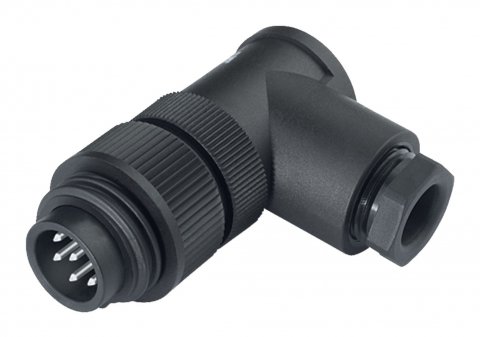 RD24 Male angled connector, Contacts: 6+PE, 8.0-10.0 mm, unshielded, screw clamp, IP67, UL, ESTI+, VDE, PG 11