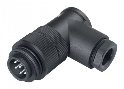 RD24 Male angled connector, Contacts: 6+PE, 10.0-12.0 mm, unshielded, screw clamp, IP67, UL, ESTI+, VDE, PG 13.5