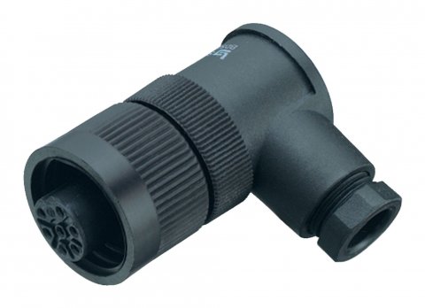 RD24 Female angled connector, Contacts: 6+PE, 6.0-8.0 mm, unshielded, screw clamp, IP67, UL, ESTI+, VDE, PG 9