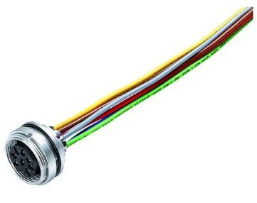 M16 Female panel mount connector, Contacts: 8 (08-a), unshielded, single wires, IP68, UL, AISG compliant