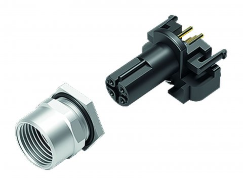 M12 Female panel mount connector, Contacts: 5, unshielded, THR, IP68, UL, two-part design