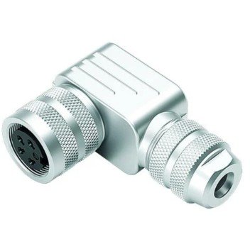 Female angled connector, Contacts: 3 (03-a), 4.0-6.0 mm, shieldable, solder, IP67, Sealing hole