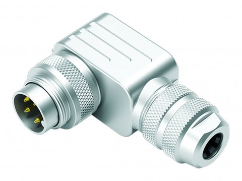 M16 Male angled connector, Contacts: 3 (03-a), 6.0-8.0 mm, shieldable, solder, IP67, UL