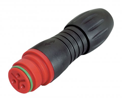 Snap-In Female cable connector, Contacts: 3, 4.0-6.0 mm, unshielded, solder, IP67, UL, VDE