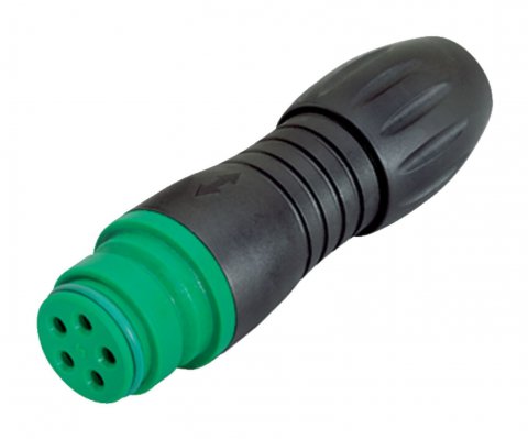 Snap-In Female cable connector, Contacts: 3, 4.0-6.0 mm, unshielded, solder, IP67, UL, VDE