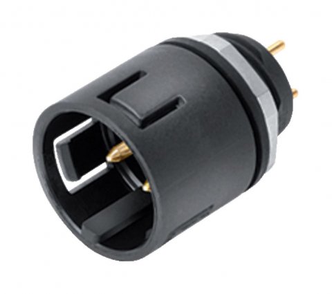 Snap-In Male panel mount connector, Contacts: 3, unshielded, THT, IP67, VDE