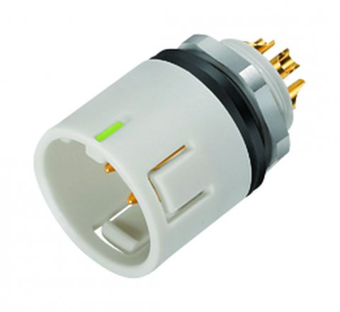 Snap-In Male panel mount connector, Contacts: 3, unshielded, solder, IP67