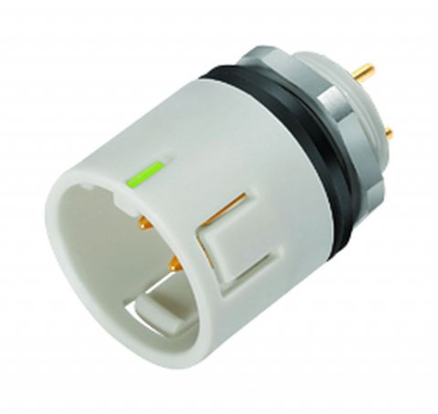 Snap-In Male panel mount connector, Contacts: 3, unshielded, THT, IP67