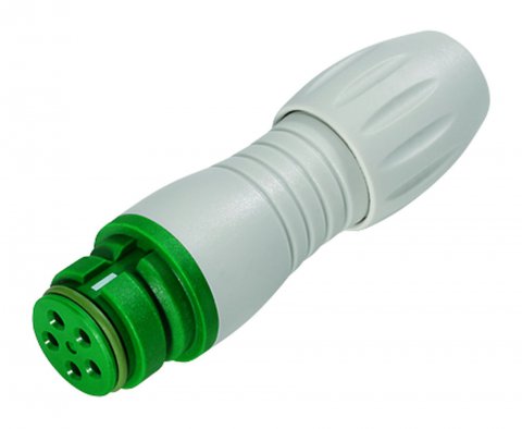 Snap-In Female cable connector, Contacts: 5, 4.0-6.0 mm, unshielded, solder, IP67