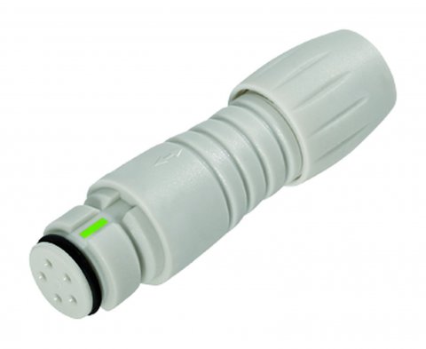 Snap-In Female cable connector, Contacts: 3, 3.5-5.0 mm, unshielded, solder, IP67