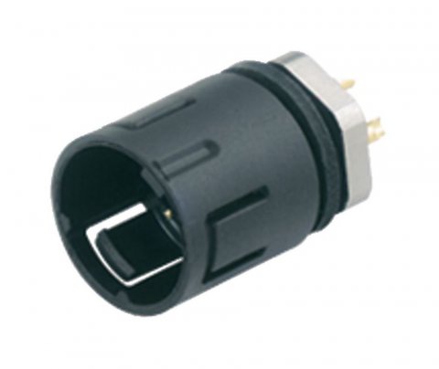 Snap-In Male panel mount connector, Contacts: 3, unshielded, solder, IP67, UL