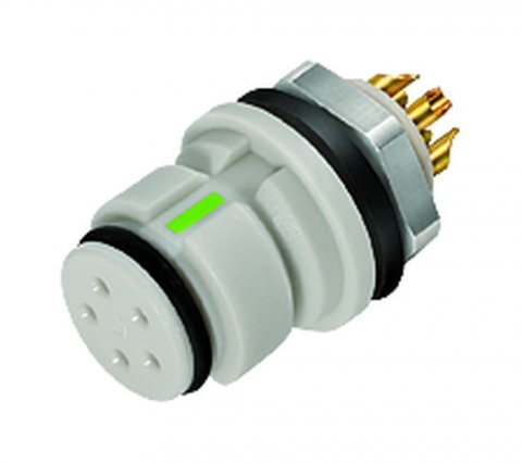 Snap-In Female panel mount connector, Contacts: 3, unshielded, solder, IP67