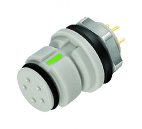 Snap-In Female panel mount connector, Contacts: 3, unshielded, THT, IP67