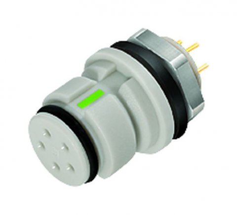 Snap-In Female panel mount connector, Contacts: 8, unshielded, THT, IP67