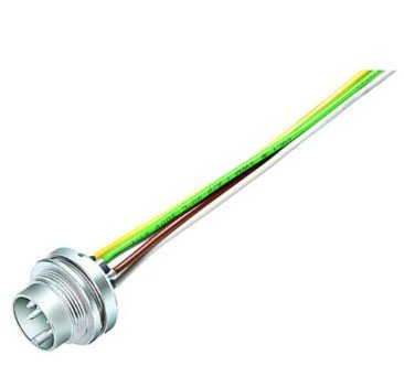 M16 Male panel mount connector, Contacts: 4 (04-a), unshielded, single wires, IP40