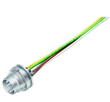 M16 Male panel mount connector, Contacts: 4 (04-a), unshielded, single wires, IP40
