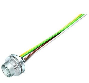 M16 Male panel mount connector, Contacts: 5 (05-a), unshielded, single wires, IP40