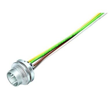 M16 Male panel mount connector, Contacts: 6 (06-a), unshielded, single wires, IP40