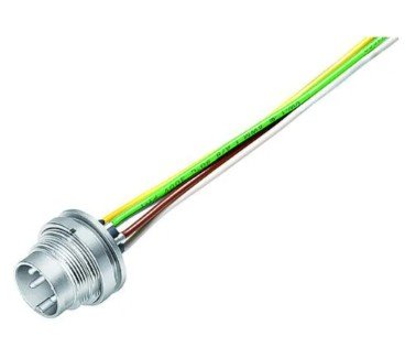 M16 Male panel mount connector, Contacts: 6 (06-a), unshielded, single wires, IP40