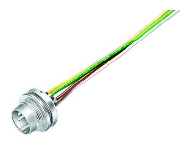 M16 Male panel mount connector, Contacts: 7 (07-a), unshielded, single wires, IP40