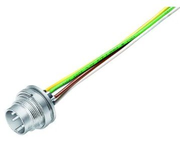 M16 Male panel mount connector, Contacts: 7 (07-a), unshielded, single wires, IP40