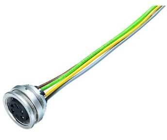 M16 Female panel mount connector, Contacts: 7 (07-a), unshielded, single wires, IP40
