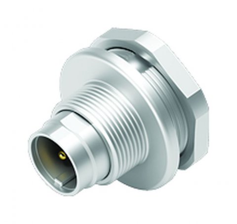 M9 Male panel mount connector, Contacts: 2, unshielded, solder, IP67