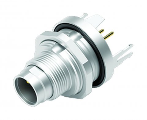 M9 Male panel mount connector, Contacts: 2, shieldable, THT, IP67, front fastened