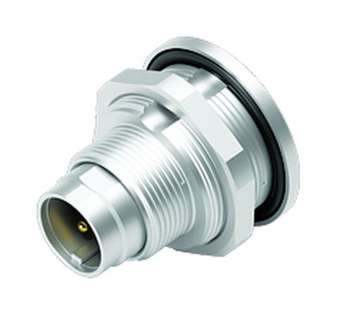 M9 Male panel mount connector, Contacts: 5, unshielded, solder, IP67, front fastened