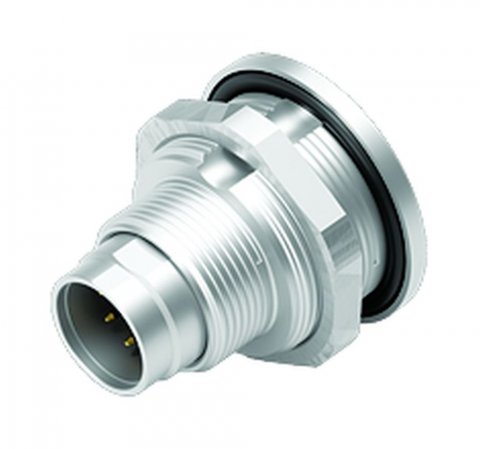 M9 Male panel mount connector, Contacts: 7, unshielded, solder, IP67, front fastened